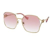 MIU MIU Occhiali da sole da donna, montatura oro, lenti sfumate rosa, 60 mm, Oro, 60