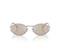 Miu Miu Smu 52ys Occhiali Da Sole Donna Argento Rotondo Marrone 54mm