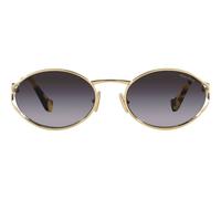 Miu Miu Smu 52ys Occhiali Da Sole Donna Oro Rotondo Grigio 54mm