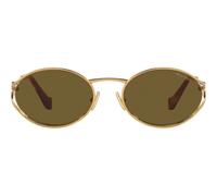 Miu Miu Smu 52ys Occhiali Da Sole Donna Oro Rotondo Marrone 54mm