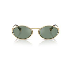 Miu Miu Smu 52ys Occhiali Da Sole Donna Oro Rotondo Verde 54mm