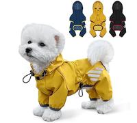 Miucat, Impermeabile per cani con cappuccio, con foro per guinzaglio e cinghia riflettente, per cani di taglia piccola e media, vestiti leggeri per cuccioli (colore giallo, taglia XS)