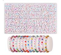 MiuCo 1850 perline a forma di lettera per bracciali, set di perline rotonde da infilare, a partire dalla A alla Z, colorate e bianche, set fai da te, perline per braccialetti fai da te