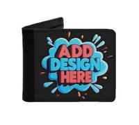 Miujonvy Portafoglio bifold Aggiungi il tuo design qui in pelle sintetica PU fibra superfine con tasca portamonete, 6 scomparti per carte di credito, scomparti per banconote, Nero , Taglia unica