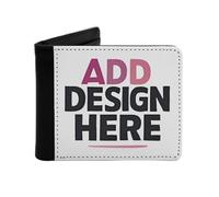 Miujonvy Portafoglio bifold Aggiungi il tuo design qui in pelle sintetica PU fibra superfine con tasca portamonete, 6 scomparti per carte di credito, scomparti per banconote, Nero , Taglia unica