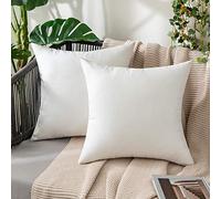 MIULEE 2 Pezzi all'Aperto Copricuscini Impermeabile Federe per Cuscino Decorativi Moderni in Poliestere Cuscini in Lino per Divano Sedie Picnic Camera da Letto 50x50 cm Bianca Puro