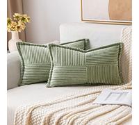 MIULEE Confezione da 2 federe decorative per cuscini in velluto a coste, morbide, per decorare la casa, il divano, con cerniera invisibile, 30 x 50 cm, verde salvia, 30 x 50 cm