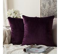 MIULEE Confezione da 2 Federe in Velluto Copricuscini Decorativi Fodere Quadrate per Cuscino per Divano Camera da Letto Casa50X50cm Melanzana Viola