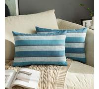 MIULEE Confezione da 2 Federe per Cuscini a Righe Copricuscini in Poliestere Lino con Cerniera Invisibile Decorativo per Divano Camera da Letto Soggiorno 40X60 CM Vino Rosso