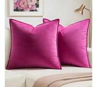 MIULEE Confezione da 2 Fodere Borde Avvolte Morbide in Velluto Decorative Federe Copricuscini per Divano Soggiorno Camera da Letto 50 X 50 cm Rosso rosa