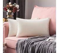 MIULEE Confezione da 2 Fodere Borde Avvolte Morbide in Velluto Decorative Federe Copricuscini per Divano Soggiorno Camera da Letto 30 X 50 cm Bianco Crema