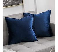 MIULEE Confezione da 2 Fodere Borde Avvolte Morbide in Velluto Decorative Federe Copricuscini per Divano Soggiorno Camera da Letto 50 X 50 cm Blu Navy
