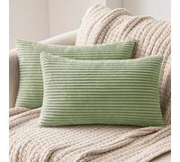MIULEE Confezione da 2 Fodere Cuscini in Velluto a Coste Decorative Federe Morbido Copricuscini Cuscino Moderne Comodo Robusto per Camera da Divano Letto 40x80cm Fagiolo Verde