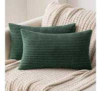 MIULEE Confezione da 2 Fodere in Velluto a Coste Decorative Federde Morbido Copricuscini Cuscino Moderne Comodo Robusto per Camera da Divano Letto 30x50cm Verde scuro