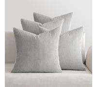 MIULEE Confezione da 4 Federa in velluto Federe per Cuscini Morbide Fodere per Cuscino Decorativi Quadrati Morbide Copricuscini in a Coste a Righe Casa Divano Camera da Letto 45x45 CM, Grigio chiaro