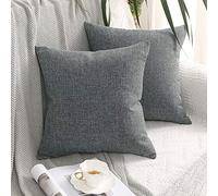 MIULEE Copricuscini 2 Pezzi Federe per Cuscini Tinta Unita Comodo Finto Lino con Cerniera Invisibile Quadrato per Prato Camera da letto Interno Cucina Lavabile 65x65 CM Grigio Chiaro
