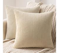 MIULEE Copricuscini 2 Pezzi per Divano Federe Cuscini per Camera da Letto Decorative Federa in Velluto a Coste per Letto Matrimoniale Moderna per Casa 40X40cm Beige