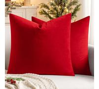 MIULEE Copricuscini Divano Camera da Letto Cuscini Arredo Fodere Arredamento Casa Federde Moderni Elegante Morbido Resistente in Velluto con la Cerniera Invisibile 2 Pezzi 50X50 CM Rosso Vivo