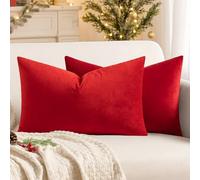MIULEE Copricuscini Divano Camera da Letto Cuscini Arredo Fodere Arredamento Casa Federde Moderni Elegante Morbido Resistente in Velluto con la Cerniera Invisibile 2 Pezzi 30X50 CM Rosso Vivo
