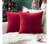 MIULEE Copricuscini Divano Camera da Letto Cuscini Arredo Fodere Arredamento Casa Natale Federde Moderni Elegante Morbido Resistente in Velluto con la Cerniera Invisibile 2 Pezzi 50X50 CM Rosso Vivo
