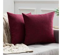 MIULEE Copricuscini per Divano per Camera da Letto Soggiorno Letto Matrimoniale Federe Cuscini in Finto Lino Arredo Quadrati Decorativi Fodera Moderna e Elegante 2 Pezzi 50X50 CM Rosso Scuro