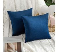 MIULEE Cuscini Arredo Divano Copricuscini Camera da Letto Federe Arredamento Casa Moderni Elegante Morbido Resistente in Velluto con la Cerniera Invisibile 2 Pezzi 35X35 CM Blu Navy