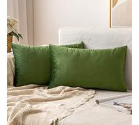 MIULEE Federe Cuscini Arredo Divano Copricuscini Soggiorno Federe Arredamento Casa Moderni Elegante Morbido Resistente in Velluto con la Cerniera Invisibile 2 Pezzi 40x60 CM Verde Matcha