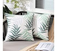 MIULEE Federe Cuscini Divano 40x40 cm Copricuscini Decorativi da Esterno Impermeabile Fodere Cuscino Letto Copricuscino Quadrato con Cerniera per Giardino Soggiorno 2 pezzi Verde Grigio