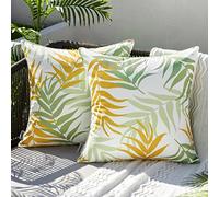 MIULEE Federe Cuscini Divano 45x45 cm Copricuscini Decorativi da Esterno Impermeabile Fodere Cuscino Letto Copricuscino Quadrato con Cerniera per Giardino Soggiorno 2 pezzi Giallo Verde