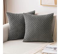 MIULEE Federe Cuscini in Velluto a Coste per Divano Copricuscini Decorativi Fodere Cuscino Moderno Elegante Morbido Quadrato per Camera da Letto Casa Soggiorno 50x50 cm 2 Pezzi Grigio Scuro