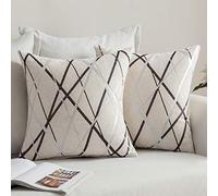 MIULEE Federe Cuscini per Divano Copricuscini Decorativi Rettangolare Chenille Stampata a Raggi Fodere Cuscino Elegante per Camera da Letto Soggiorno 2 Pezzi 45x45cm Bianco Latte