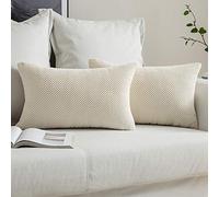 MIULEE Federe Cuscini per Divano Granulari Piccole per Cuscini Fodere Copricuscini Decorativi Morbidi Quadrati per Divano Lettoin Misto Poliestere Federa Casa 2 Pezzi Beige 30x50cm