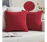 MIULEE Federe Cuscini per Divano Granulari Piccole per Cuscini Fodere Copricuscini Decorativi Morbidi Quadrati per Divano Lettoin Misto Poliestere Federa Casa 2 Pezzi Rosso 50x50cm