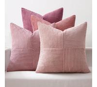 MIULEE Federe Cuscini per Divano in Velluto a Coste Serie Rosa 50x50 Set 4 Pezzi Moderno Morbido Decorativa Copricuscini per Divano Camera da Letto