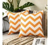 MIULEE Federe per Cuscini Impermeabili Esterno 2 Pezzi per Camera Elegante e Moderno per Giardino Divano Soggiorno 45X45 cm Arancione