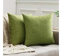 MIULEE Fodere Cuscini per Divano Decorativi in Finto Lino Copricuscini Quadrati per Salotto Letto Matrimoniale Federe Arredo Camera da Letto per Soggiorno Moderna e Elegante 2 Pezzi 50X50 CM Verde