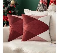 MIULEE Natale Federe Cuscini per Divano Geometriche Copricuscini Decorativi Fodere Cuscino Stampato Quadrato con Cerniera per Camera da Letto Casa Soggiorno 40x40 cm 2 Pezzi Rosso