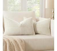 MIULEE Natale Set di 2 Federe Cuscini per Divano in Velluto a Coste Moderno Morbido Decorativa Copricuscini per Divano Camera da Letto 40x80cm Beige Chiaro