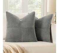MIULEE Set di 2 Federe Cuscini per Divano in Velluto a Coste Moderno Morbido Decorativa Copricuscini per Divano Camera da Letto 60x60cm Grigio Scuro