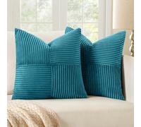 MIULEE Set di 2 Federe Cuscini per Divano in Velluto a Coste Moderno Morbido Decorativa Copricuscini per Divano Camera da Letto 45x45cm Lake Blue