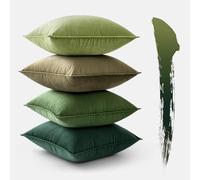 MIULEE Set di 4 Federde Cuscini per Divano in Velluto 45x45cm Decorative Federe Copricuscini per Divano Soggiorno Camera da Letto con Cerniera Invisibile Fodere Cuscino Serie Verde