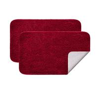 MIULEE Tappeto Moderno Salotto 2 Pezzi Tappeto da Bagno Assorbente Antiscivolo con Tappeti ad alta Idroscopicità in Microfibra Morbido per Camera da letto Cucina Ingresso 40X60 CM Rosso