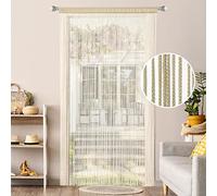 MIULEE Tenda a Filo Tende per Porta Tenda con Perline Protezione contro gli Insetti Il Design del Palo per Divisorio per Finestre, Balcone, Camera da Letto, Matrimonio, 90 cm x 200 cm Beige
