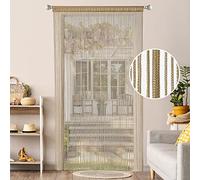 MIULEE Tenda a Filo Tende per Porta Tenda con Perline Protezione contro gli Insetti Il Design del Palo per Divisorio per Finestre, Balcone, Camera da Letto, Matrimonio, 90 cm x 200 cm Marrone