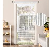 MIULEE Tenda a Filo Tende per Porta Tenda con Perline Protezione contro gli Insetti Il Design del Palo per Divisorio per Finestre, Balcone, Camera da Letto, Matrimonio, 90 cm x 200 cm Bianco