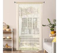 MIULEE Tenda a Filo Tende per Porta Tenda con Perline Protezione contro gli Insetti Il Design del Palo per Divisorio per Finestre, Balcone, Camera da Letto, Matrimonio, 90 cm x 245 cm Beige