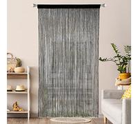 MIULEE Tenda a Filo Tende per Porta Tenda con Perline Protezione contro gli Insetti Il Design del Palo per Divisorio per Finestre, Balcone, Camera da Letto, Matrimonio, 90 cm x 245 cm Nero
