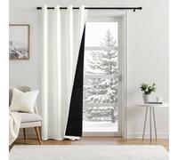 MIULEE Tenda Oscurante Termica Isolante Freddo e Caldo, Tende Doppio Strato con Anelli Tende Termiche Isolanti per Interni, Porta Inverno Termica Antivento, 100x200 CM, Bianco, 1 Pezzo