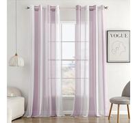 MIULEE Tende a Righe per Interni, Tende Trasparenti in Voile Tende Camera da Letto, Tenda Salotto Moderne con Anelli, Tenda a Pannello da Interno Finestra a Righe Bianche e Lavanda, 2x 140x245 CM