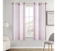 MIULEE Tende a Righe per Interni, Tende Trasparenti in Voile Tende Camera da Letto, Tenda Salotto Moderne con Anelli, Tenda a Pannello da Interno Finestra a Righe Bianche e Lavanda, 2x 140x160 CM